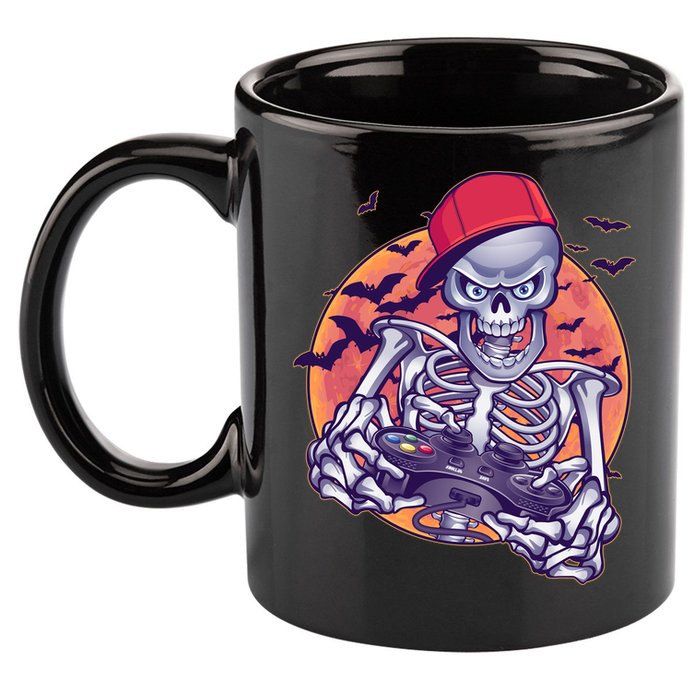 Halloween Video Gamer Skeleton 11oz C Handle Ceramic Mug