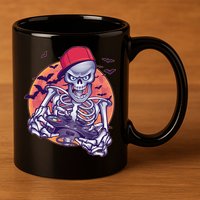 Halloween Video Gamer Skeleton 11oz C Handle Ceramic Mug