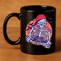 Halloween Video Gamer Skeleton 11oz C Handle Ceramic Mug