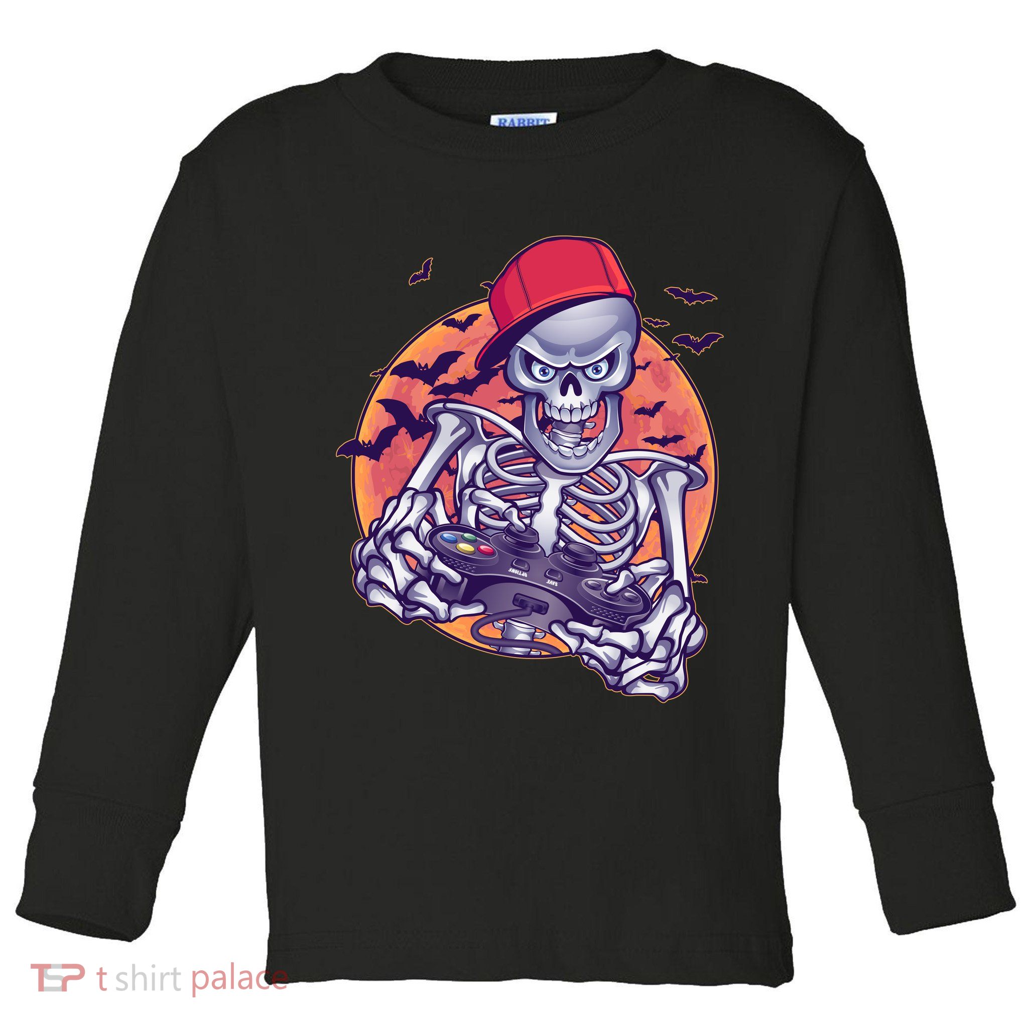 Halloween Video Gamer Skeleton Toddler Long Sleeve Shirt