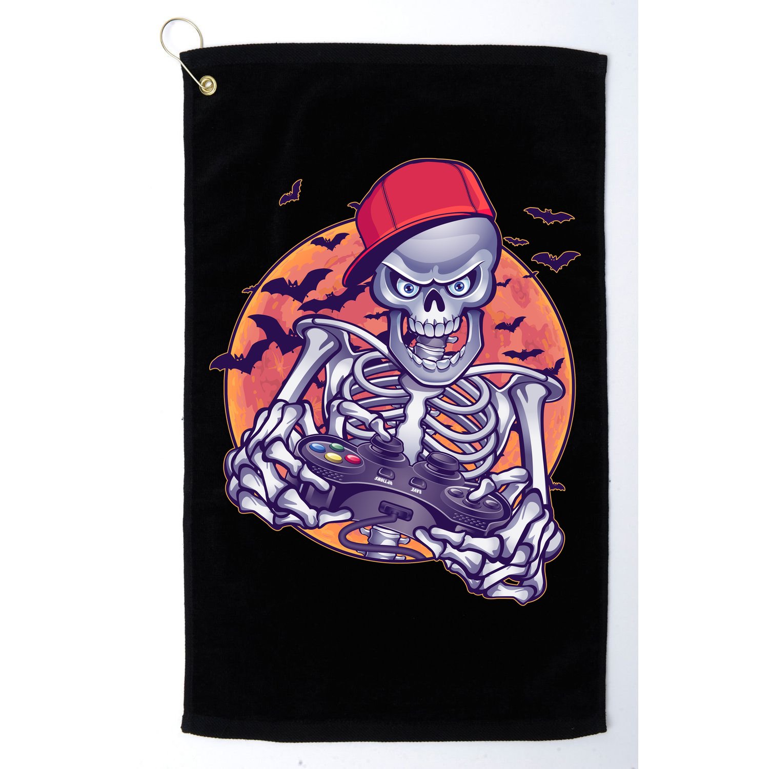 Halloween Video Gamer Skeleton Golf Towel