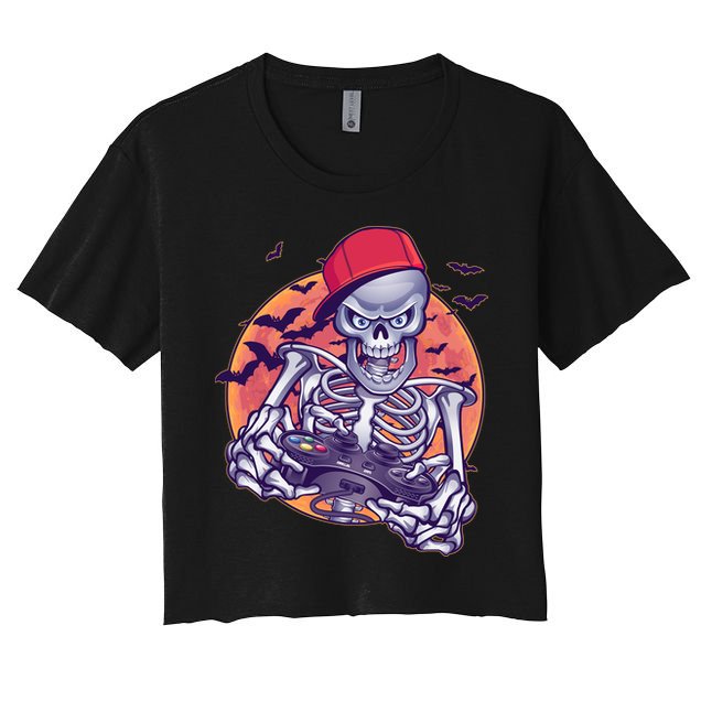 Halloween Video Gamer Skeleton Crop Top