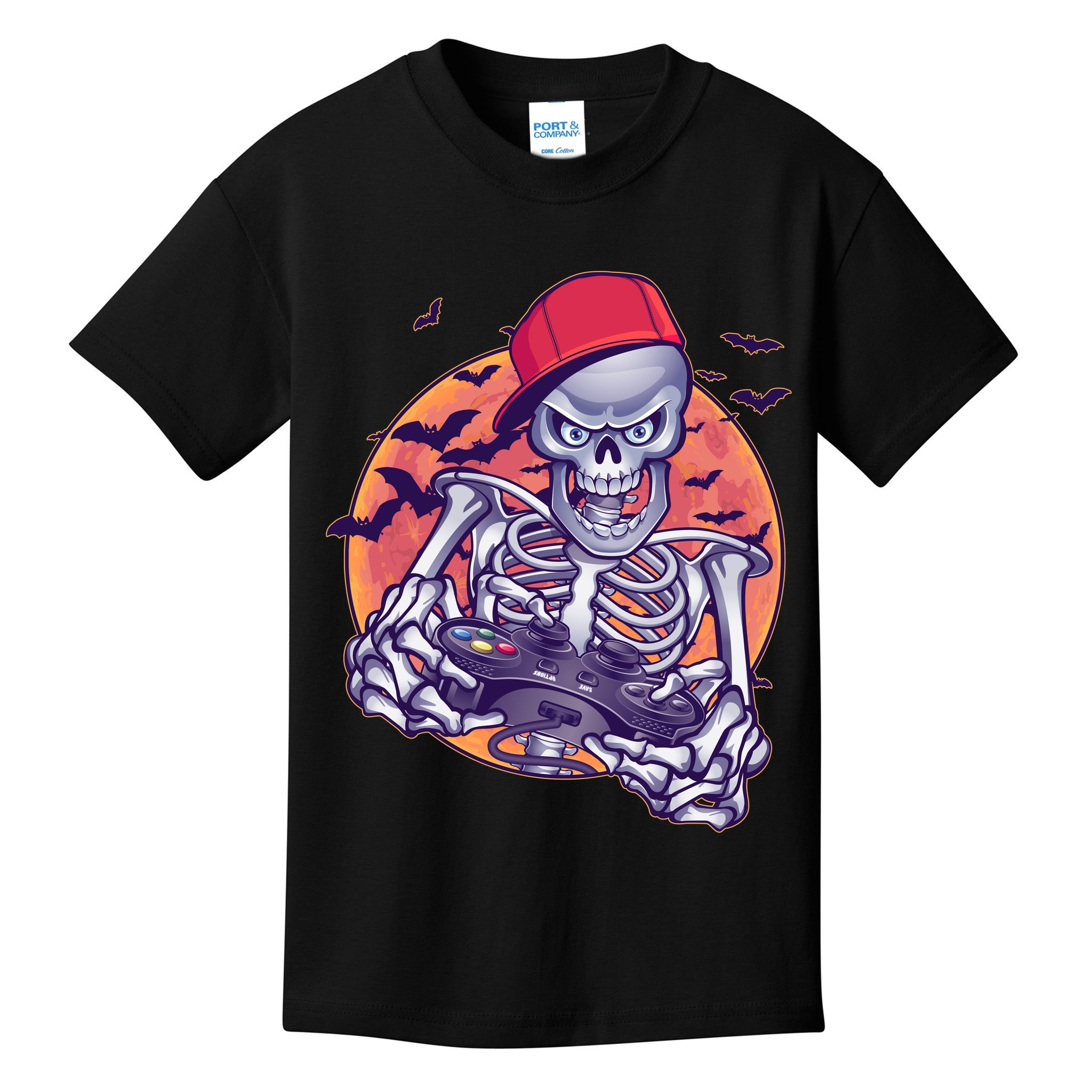 Halloween Video Gamer Skeleton Kids T-Shirt