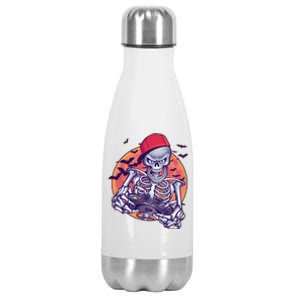 Halloween Video Gamer Skeleton Stainless Steel Insulated Water Bottle