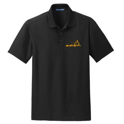 Halloween Wicked Witch Broom Dry Zone Grid Polo