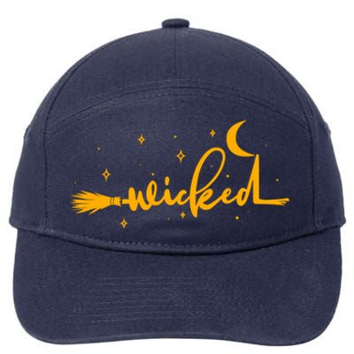 Halloween Wicked Witch Broom 7-Panel Snapback Hat