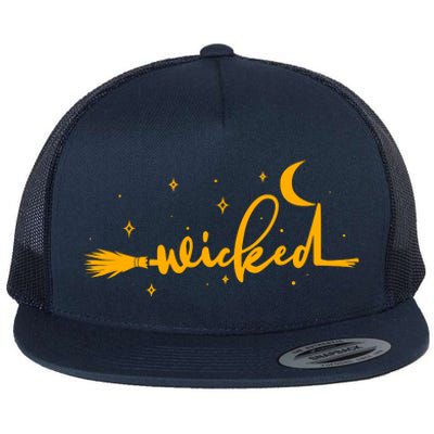 Halloween Wicked Witch Broom Flat Bill Trucker Hat