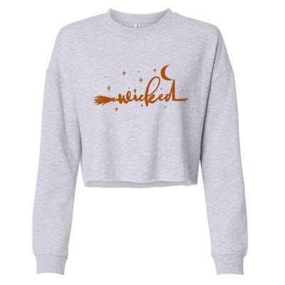 Halloween Wicked Witch Broom Cropped Pullover Crew