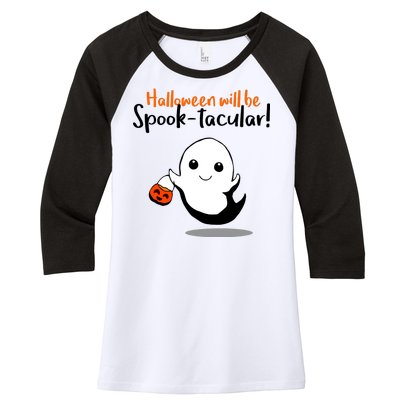 Halloween Will Be Spook-Tacular Women's Tri-Blend 3/4-Sleeve Raglan Shirt