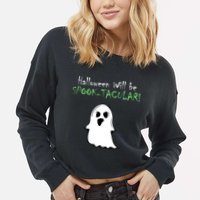 Halloween Will Be Spooktacular Ghost Cropped Pullover Crew