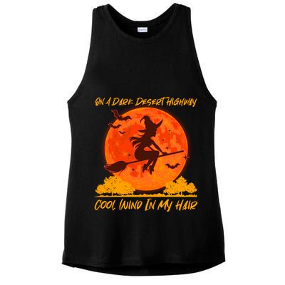 Halloween Witch On A Dark Desert Highway Ladies PosiCharge Tri-Blend Wicking Tank