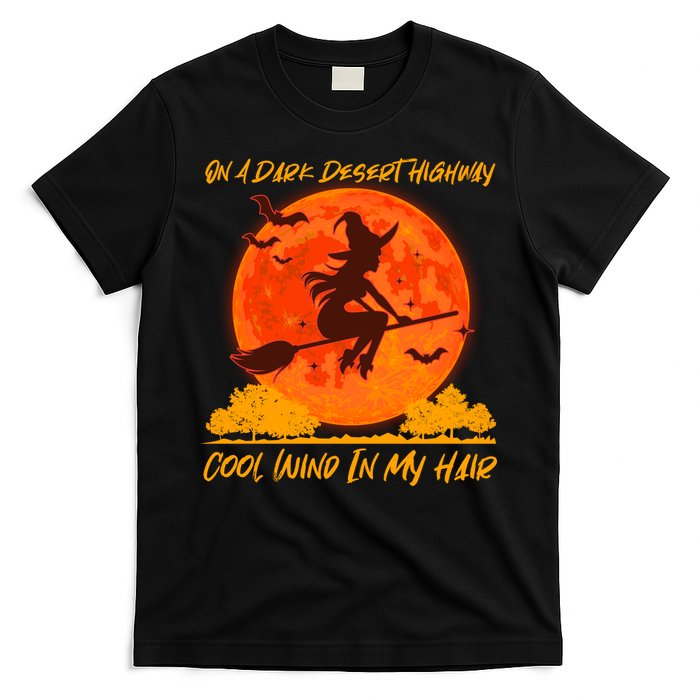 Halloween Witch On A Dark Desert Highway T-Shirt