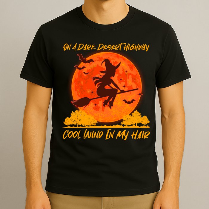 Halloween Witch On A Dark Desert Highway T-Shirt