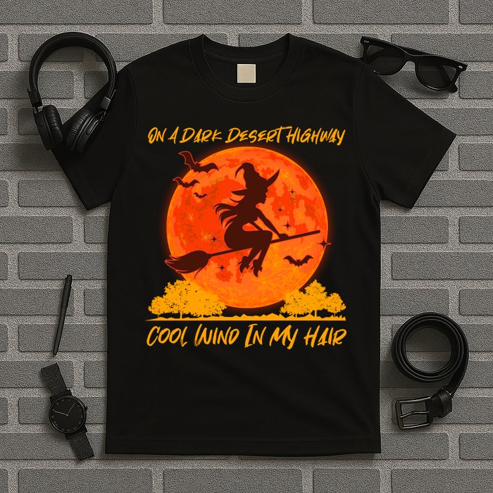 Halloween Witch On A Dark Desert Highway T-Shirt