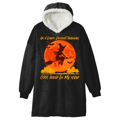 Halloween Witch On A Dark Desert Highway Hooded Wearable Blanket