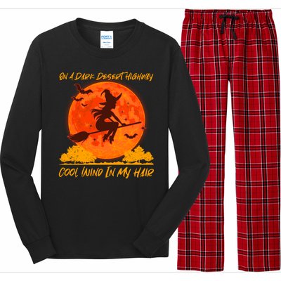 Halloween Witch On A Dark Desert Highway Long Sleeve Pajama Set