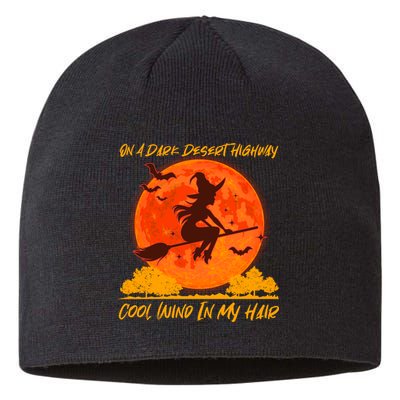 Halloween Witch On A Dark Desert Highway Sustainable Beanie