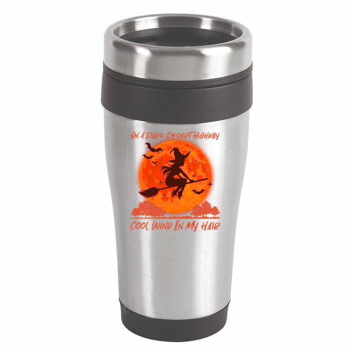 Halloween Witch On A Dark Desert Highway 16oz Travel Tumbler