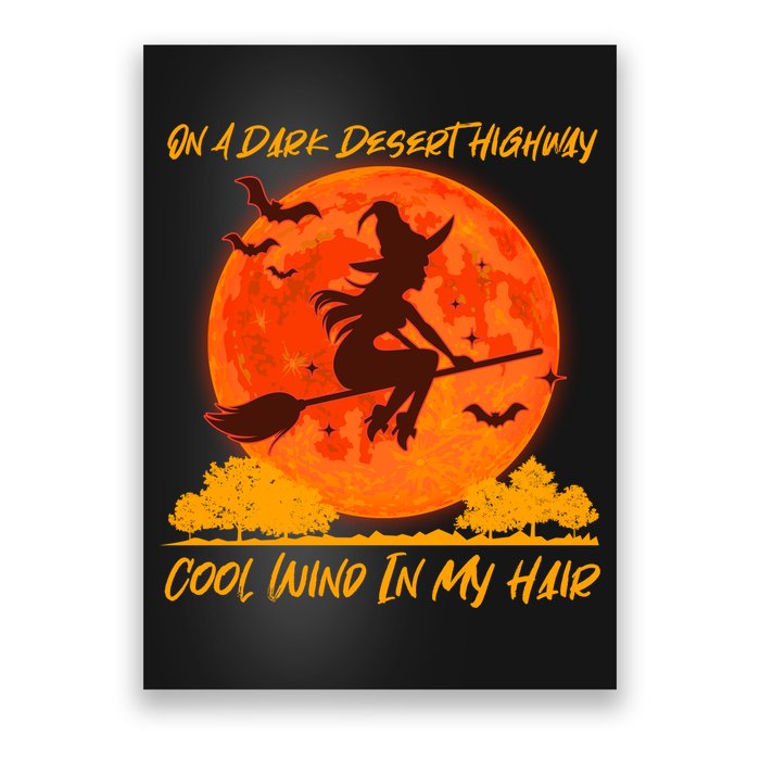 Halloween Witch On A Dark Desert Highway Poster