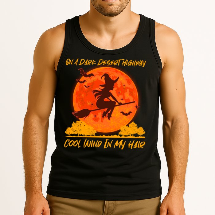 Halloween Witch On A Dark Desert Highway Tank Top