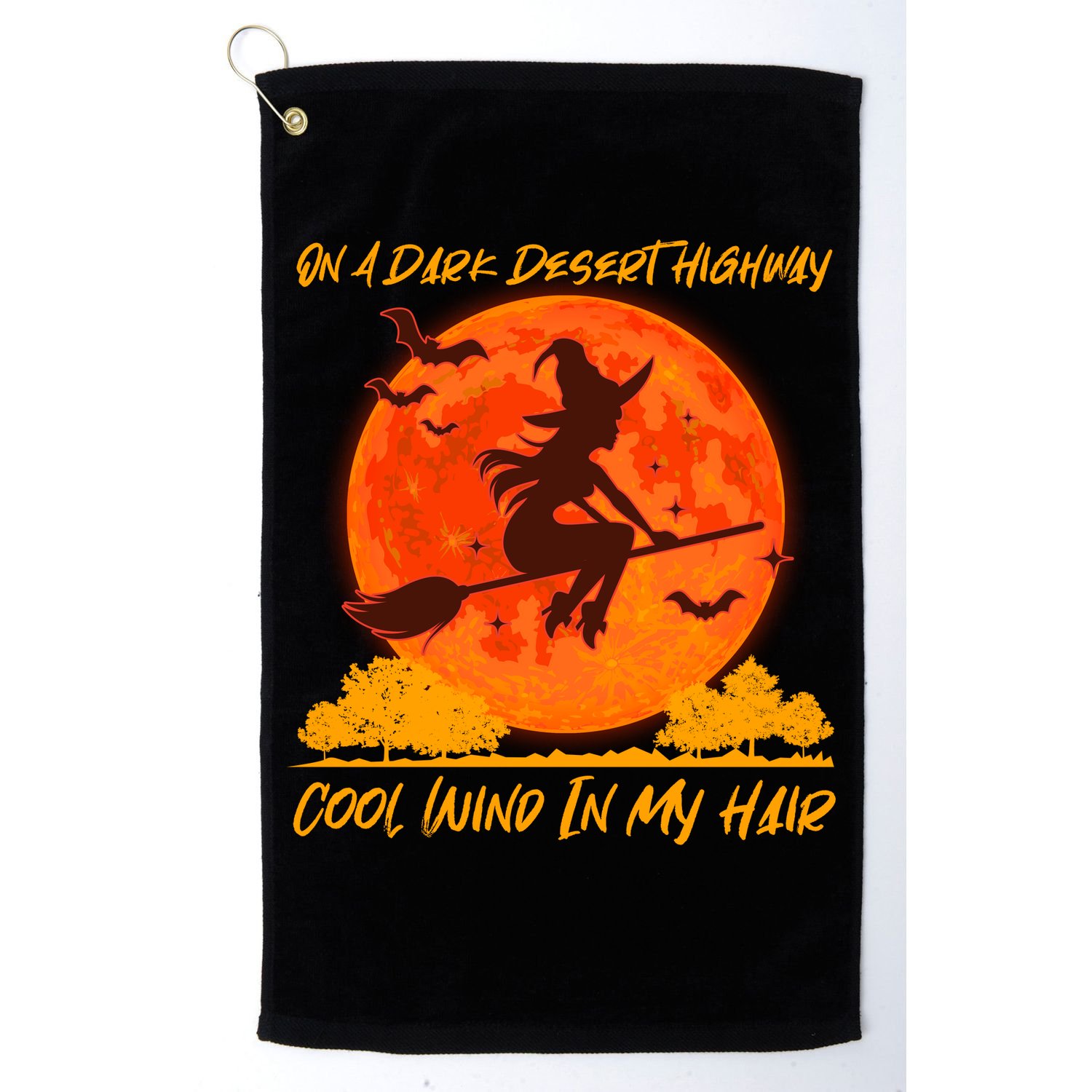 Halloween Witch On A Dark Desert Highway Golf Towel