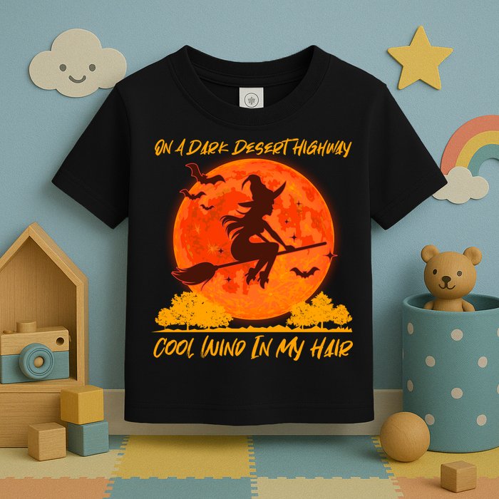 Halloween Witch On A Dark Desert Highway Toddler T-Shirt