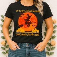 Halloween Witch On A Dark Desert Highway Womens T-Shirt