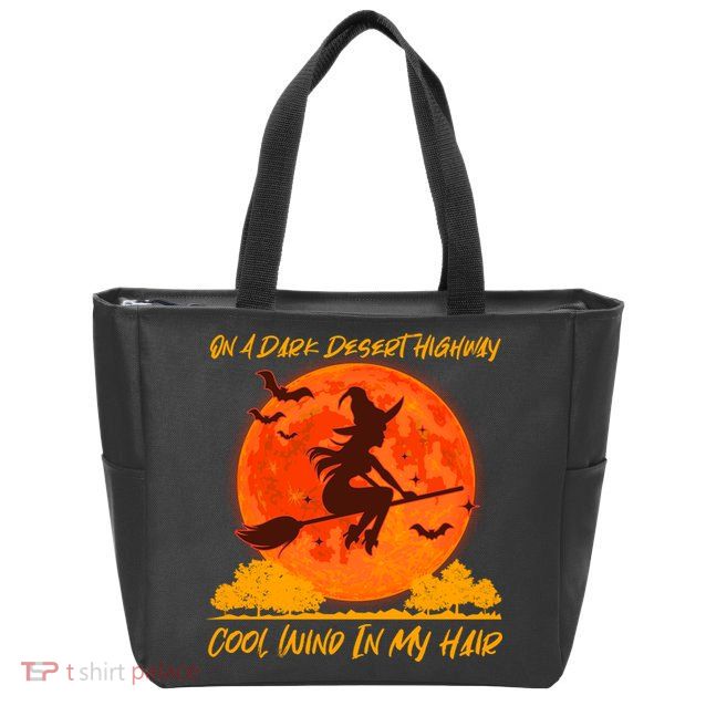 Halloween Witch On A Dark Desert Highway Zip Tote Bag
