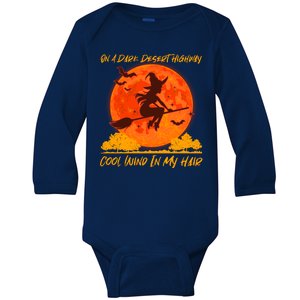 Halloween Witch On A Dark Desert Highway Baby Long Sleeve Bodysuit