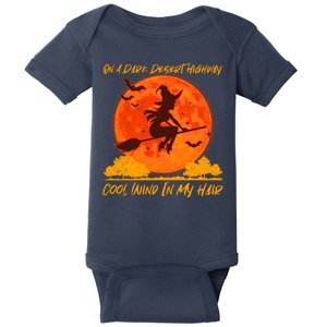 Halloween Witch On A Dark Desert Highway Baby Bodysuit