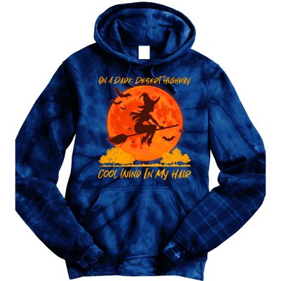 Halloween Witch On A Dark Desert Highway Tie Dye Hoodie