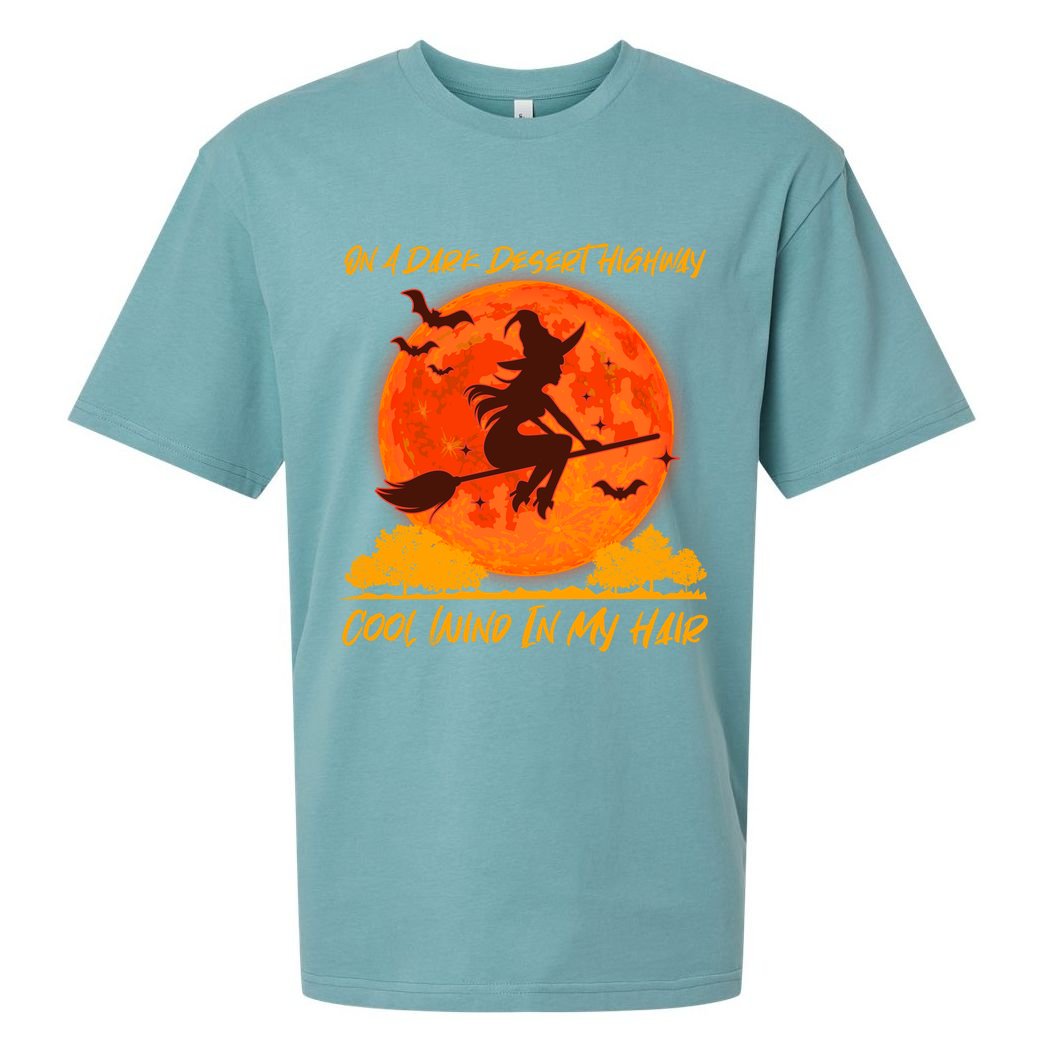 Halloween Witch On A Dark Desert Highway Sueded Cloud Jersey T-Shirt
