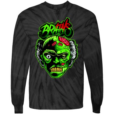 Halloween Zombie Brains Tie-Dye Long Sleeve Shirt