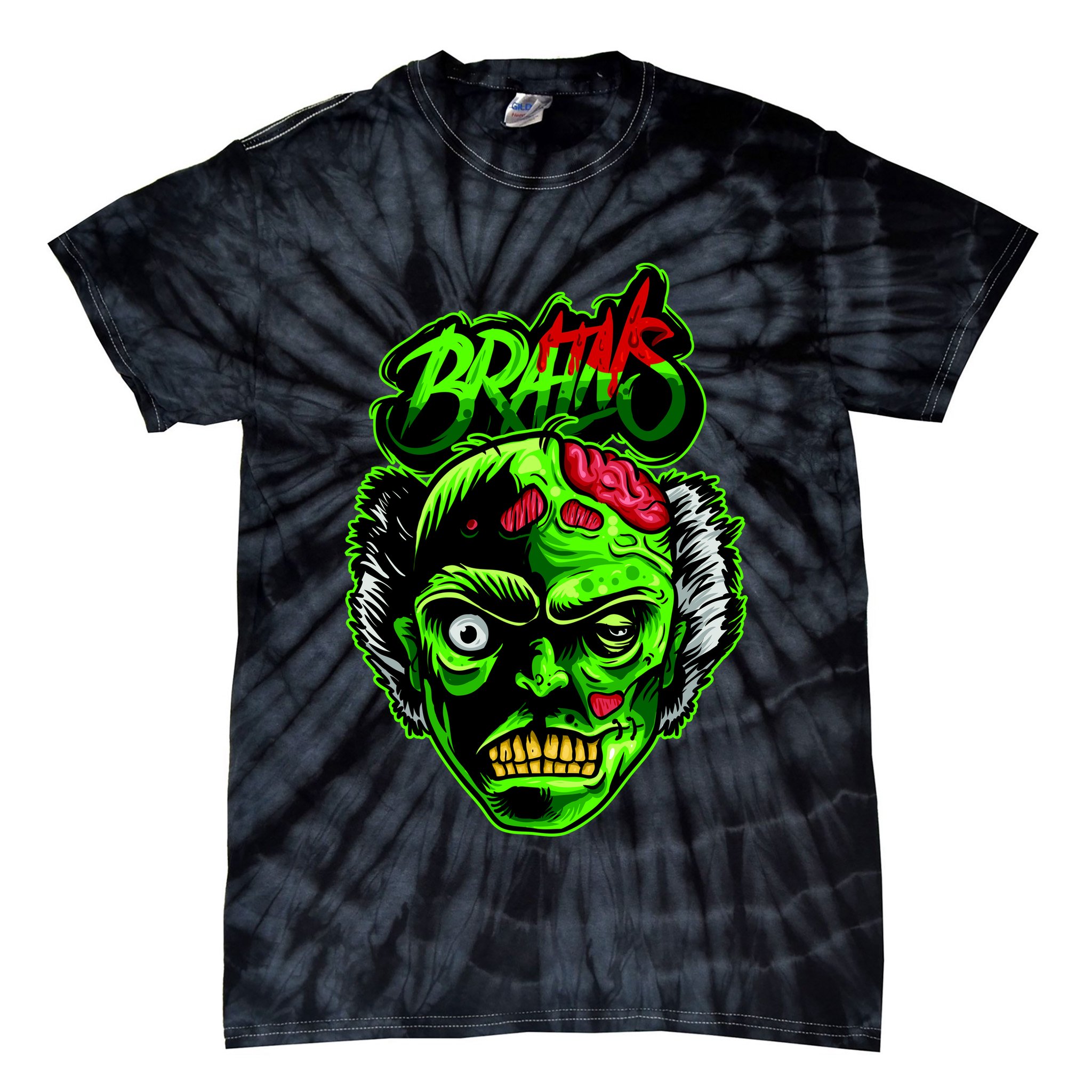 Halloween Zombie Brains Tie-Dye T-Shirt