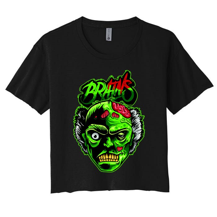 Halloween Zombie Brains Women's Crop Top Tee