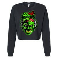 Halloween Zombie Brains Cropped Pullover Crew