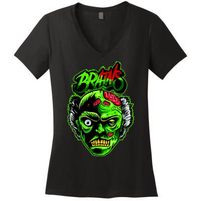 Halloween Zombie Brains Women's V-Neck T-Shirt