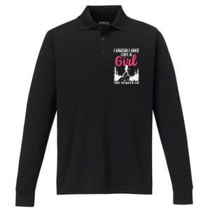 Hiking Art Mountaineer Hiking Lover Performance Long Sleeve Polo