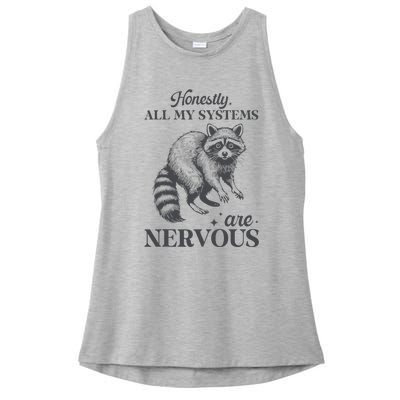 Honestly All My Systems Are Nervous Raccoon Ladies PosiCharge Tri-Blend Wicking Tank