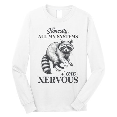 Honestly All My Systems Are Nervous Raccoon Long Sleeve Shirt