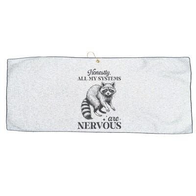 Honestly All My Systems Are Nervous Raccoon Large Microfiber Waffle Golf Towel