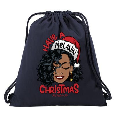 Have A Melanin Christmas Black Mrs Claus Black Christmas Gift Drawstring Bag