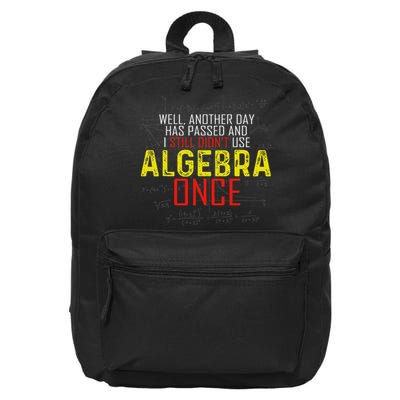 Hate Algebra Math Humor Funny Math Class Student Outfit 16 in Basic Backpack