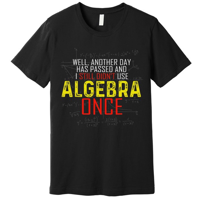Hate Algebra Math Humor Funny Math Class Student Outfit Premium T-Shirt