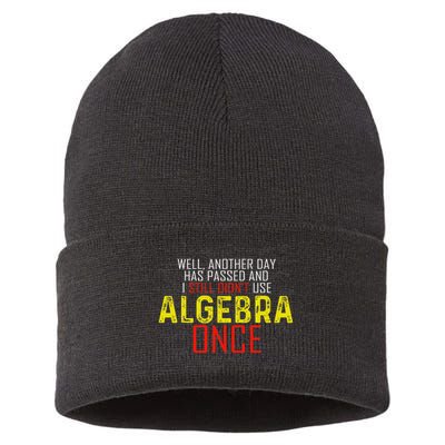 Hate Algebra Math Humor Funny Math Class Student Outfit Sustainable Knit Beanie
