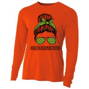 Healthcare Administrators Messy Bun St Patrick's Shamrock Gift Cooling Performance Long Sleeve Crew