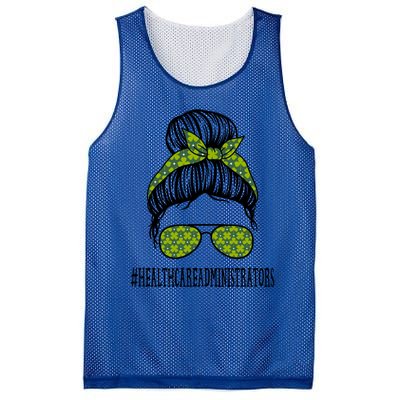 Healthcare Administrators Messy Bun St Patrick's Shamrock Gift Mesh Reversible Basketball Jersey Tank