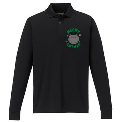 Have A Meowy Catmas Gift Performance Long Sleeve Polo