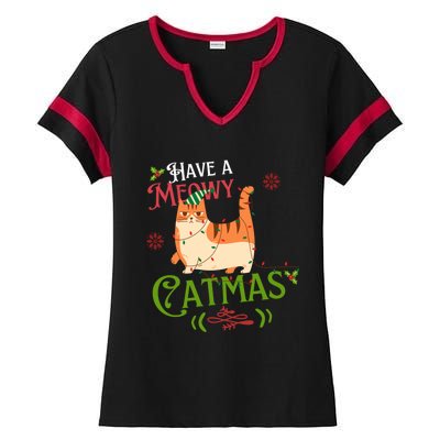 Have A Meowy Catmas Gift Ladies Halftime Notch Neck Tee