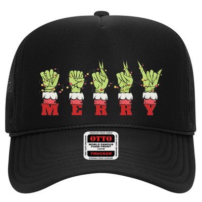 Hand Asl Merry Christmas Sign Language Trucker Hat